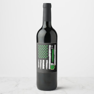 St Patricks Day America Flag Saint Wine Label