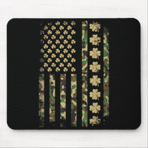 St patricks day american flag camouflage shamrock mouse pad