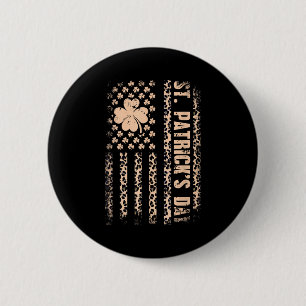 St patricks day american flag leopard shamrock 6 cm round badge