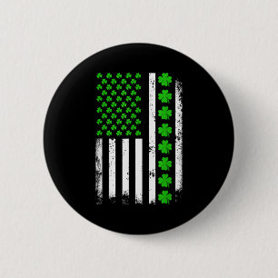 St patricks day american flag shamrock irish men 6 cm round badge