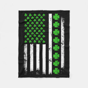 St Patricks Day American Flag Shamrock Irish Men Fleece Blanket