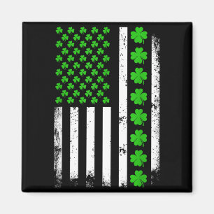St patricks day american flag shamrock irish men magnet