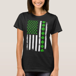 St Patricks Day American Flag Shamrock Irish Men T-Shirt