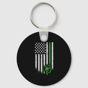 St Patricks Day American Irish Flag Shamrock Lucky Key Ring