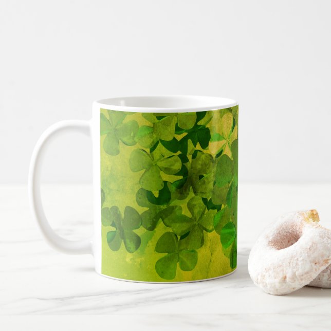 St. Patrick's Day and Good Luck ,‎Four-leaf clover Coffee Mug (With Donut)