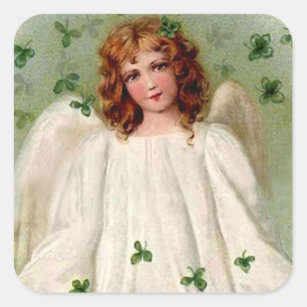 St. Patrick's Day Angel and Shamrocks on Stickers