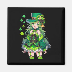St Patrick's Day Anime Girl Kawaii Leprechaun Girl Magnet