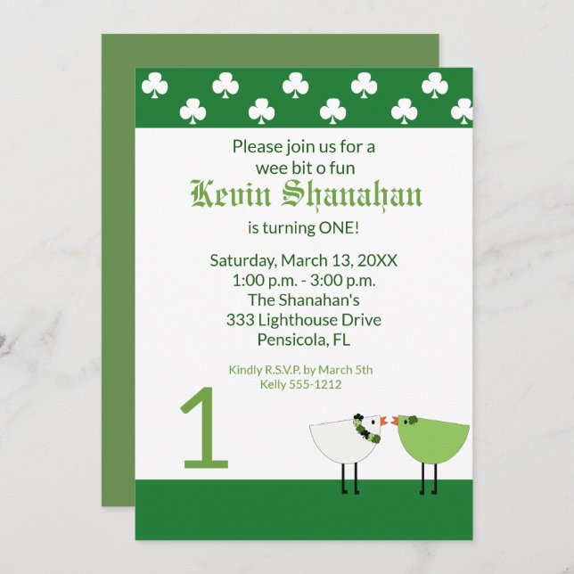 St. Patrick's Day Any Age Birthday Invitation (Front/Back)