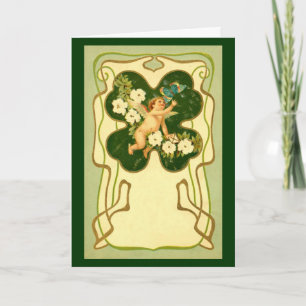 St. Patrick's Day Art Nouveau Angel Card