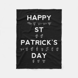 St Patrick's Day Asl Deaf Awareness Fleece Blanket