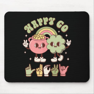 St Patricks Day Asl Happy Go Lucky Sign Language D Mouse Pad