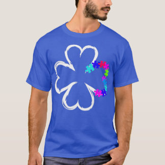 St Patricks Day Autism Shamrock Puzzle Mum Irish T-Shirt