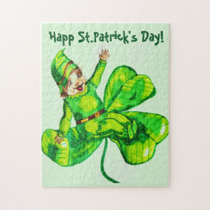ST. PATRICK'S DAY BABY LEPRECHAUN   JIGSAW PUZZLE
