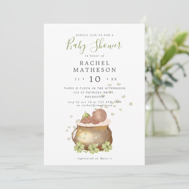 st patricks day baby shower invitation (Standing Front)