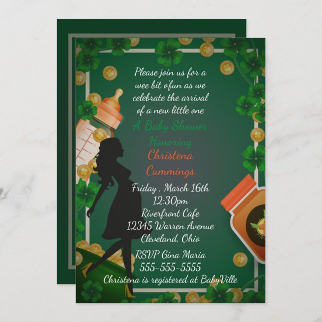 St. Patrick's Day Baby Shower Invitation (Front/Back)