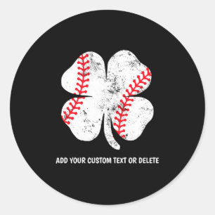 St Patricks Day Baseball 4 Leaves Shamrock Clover Classic Round Sticker