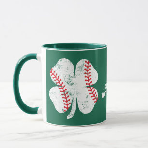 St Patrick's Day Baseball 4 Leaves Shamrock Clover Mug