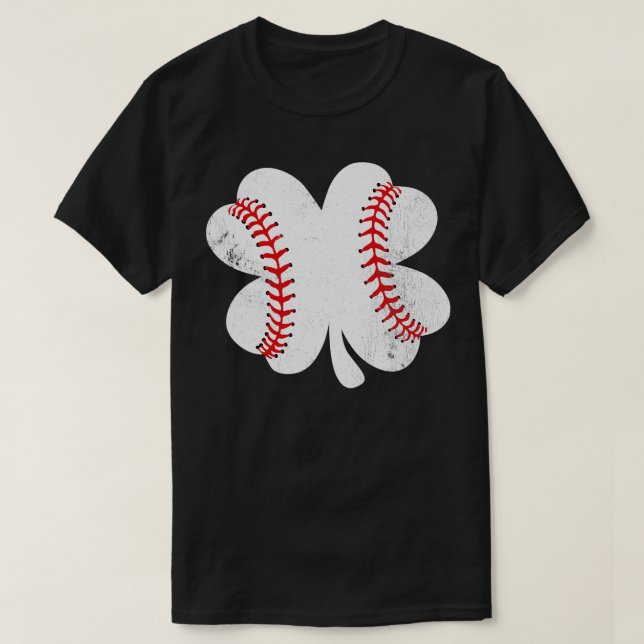 St Patricks Day Baseball in A Clover T-Shirt (Design Front)
