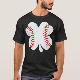 St Patricks Day Baseball in A Clover T-Shirt