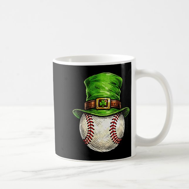 St Patricks Day Baseball Player Leprechaun Hat Men Coffee Mug (Right)