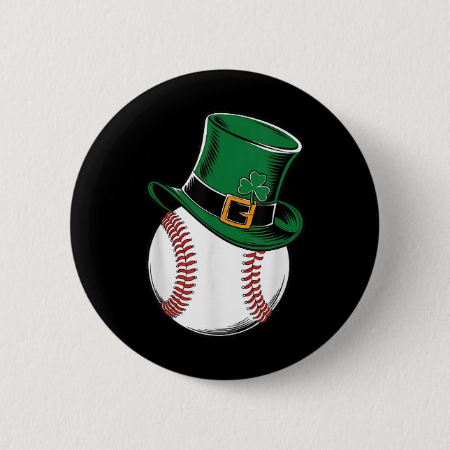 St Patricks Day Baseball Shamrock  6 Cm Round Badge (Front)