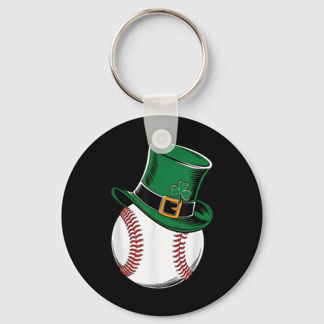 St Patricks Day Baseball Shamrock  Key Ring (Front)