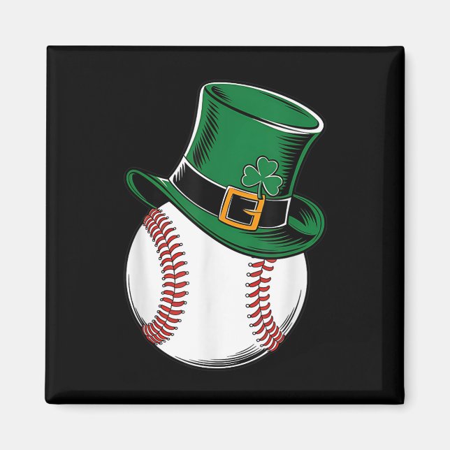 St Patricks Day Baseball Shamrock  Magnet (Front)