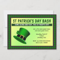 St Patrick's Day Bash Hat Invitation