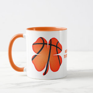 St Patrick's Day Basketball 4 Leaves Shamrock Mug