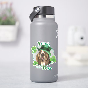 St. Patrick's Day Basset Hound Vinyl Sticker
