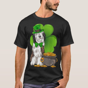 St Patrick's Day Bearded Collie Shamrock Pet Dog L T-Shirt