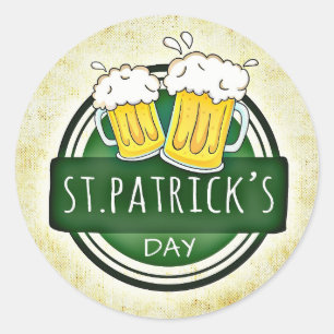 St Patricks Day Beer Cheers Classic Round Sticker