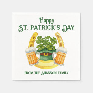 St. Patrick's Day Beer Mugs and Lucky Horseshoe Napkin