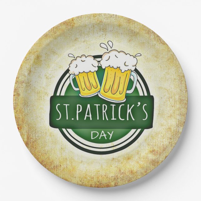 St. Patrick's Day Beers Paper Plate (Front)