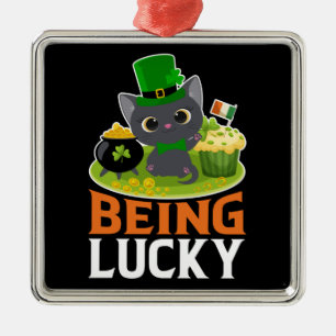 St. Patrick's Day Being Lucky Metal Ornament
