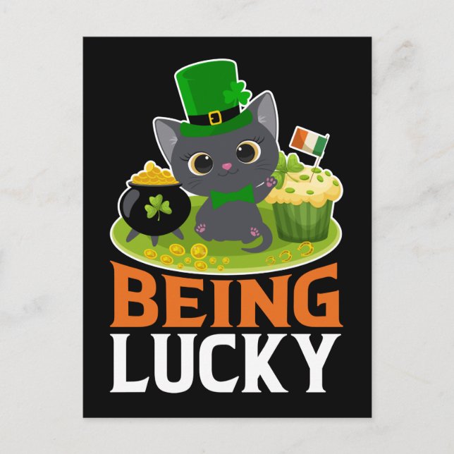 St. Patrick's Day Being Lucky Postcard (Front)