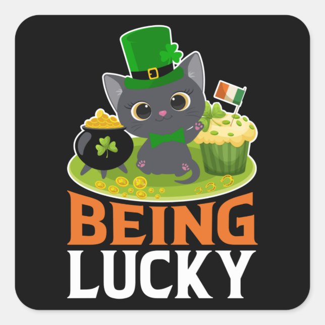 St. Patrick's Day Being Lucky Square Sticker (Front)