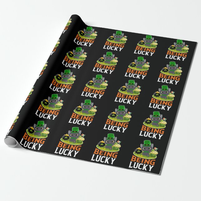 St. Patrick's Day Being Lucky Wrapping Paper (Unrolled)