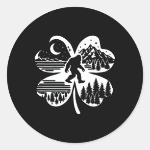 St Patricks Day Bigfoot Irish Sasquatch Shamrock S Classic Round Sticker