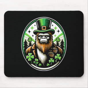 St Patrick's Day Bigfoot Leprechaun Sasquatch Iris Mouse Pad