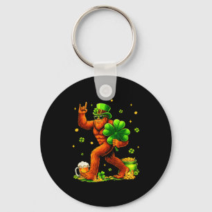 St patricks day bigfoot sasquatch shamrock men key ring