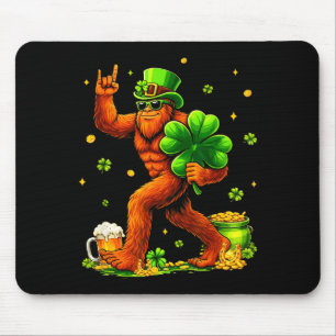 St patricks day bigfoot sasquatch shamrock men mouse pad