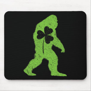 St Patrick's Day Bigfoot Shamrock Men Women Kids B Mouse Pad