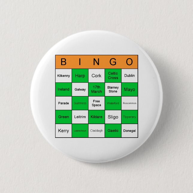 St Patricks Day Bingo 6 Cm Round Badge (Front)