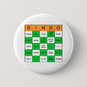 St Patricks Day Bingo 6 Cm Round Badge