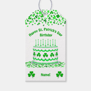 St Patrick's Day Birthday Cake Custom Candles Gift Tags