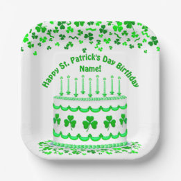 St Patrick's Day Birthday Cake Custom Candles Paper Plate