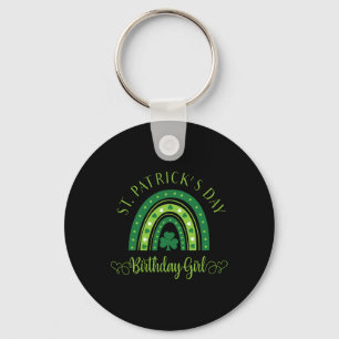 St. Patrick's Day Birthday Girl Fun Green Shamrock Key Ring