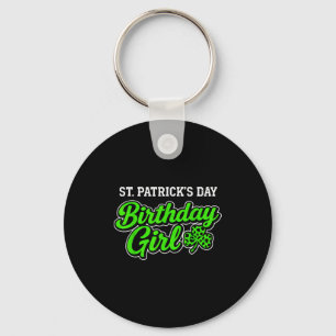 St patricks day birthday girl leopard shamrock key ring