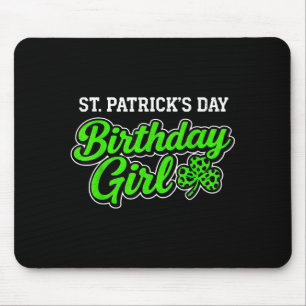 St patricks day birthday girl leopard shamrock mouse pad